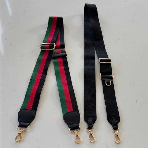 Handbags - Stylish Black and Striped Bag Straps Set of 2 NWOT ✨